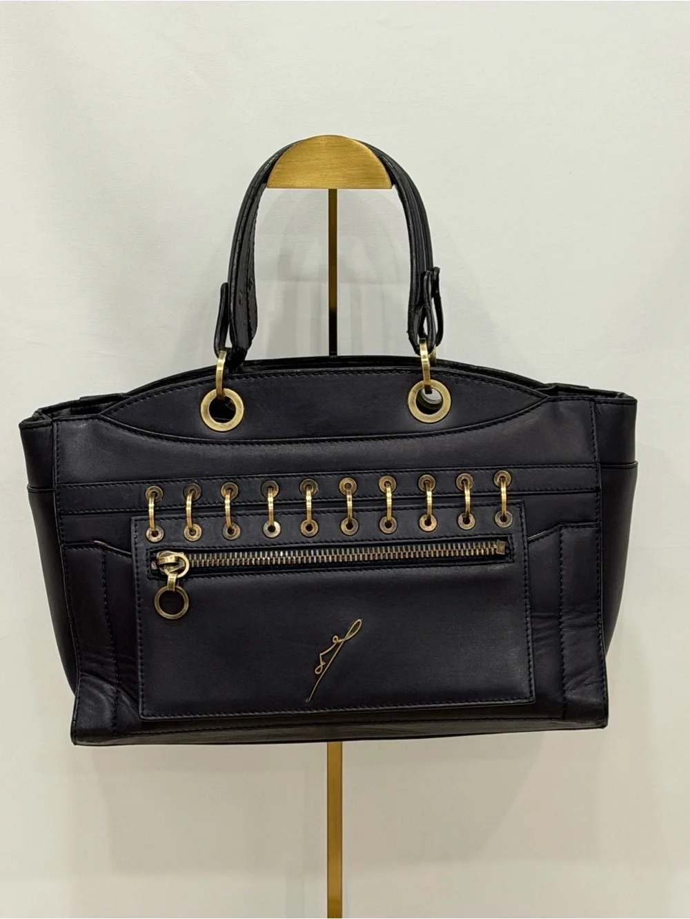 Michael Teperson Toaster Black Leather Top Handle Bag Made Italy